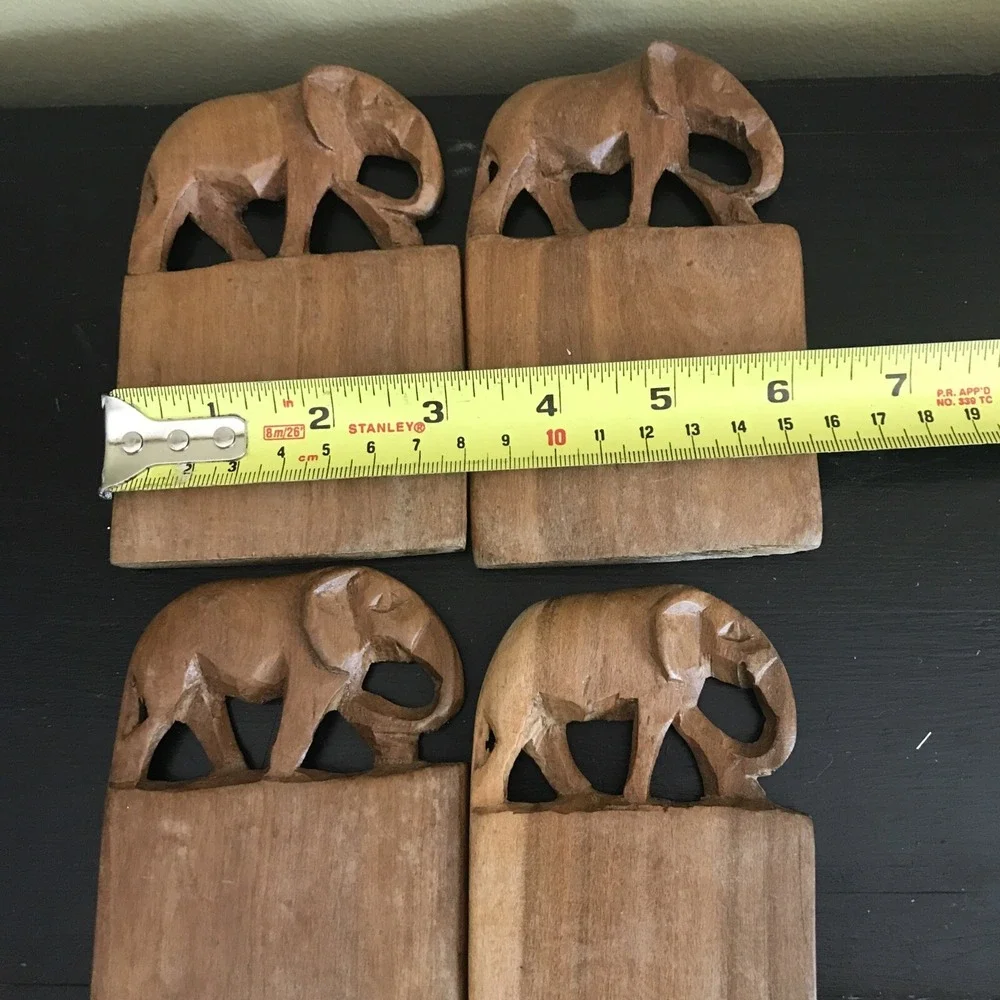 Wooden Hand Carved Coasters (Set of‎ 4)